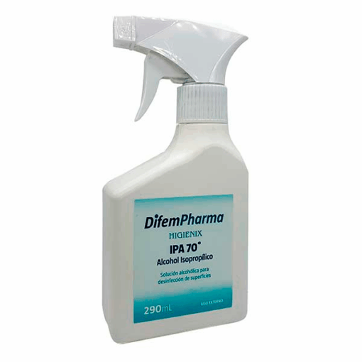 ALCOHOL IPA 70° ISOPROPILICO PARA DESINFECCION DE SUPERFICIES 290ML HIGIENIX DIFEM PHARMA
