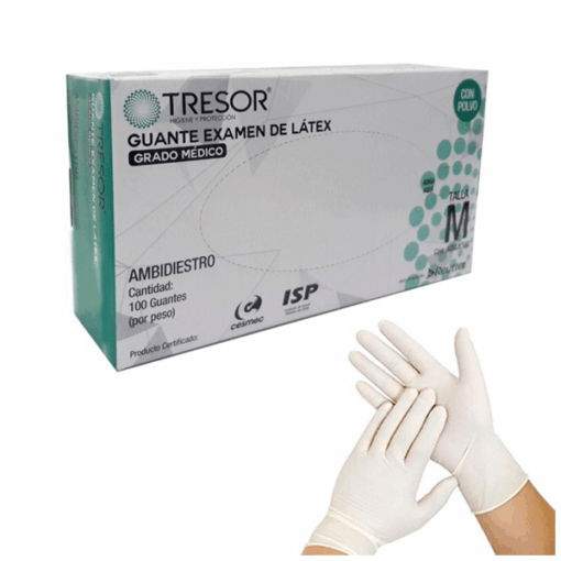 GUANTES DE LATEX TALLA M TRESOR 100 UN.