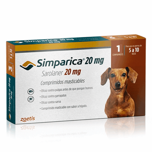 VET SIMPARICA  20MG  X 1 COMP (5KG A 10KG)