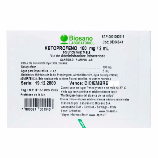 KETOPROFENO 100MG/2ML CAJA 5 AMPOLLAS
