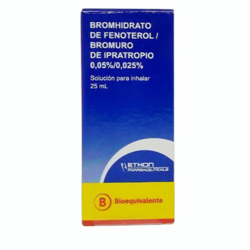 BROMHIDRATO DE FENOTEROL 0.05% + BROMURO DE IPRATROPIO 0.025% SOLUCION PARA INHALACION FRASCO 20 ML