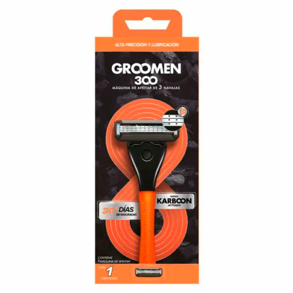 GROOMEN 300 MAQUINA DE AFEITAR 3 NAVAJAS + 1 CARTUCHO