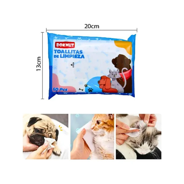 DOKNUT TOALLAS HUMEDAS MASCOTAS 50 PCS