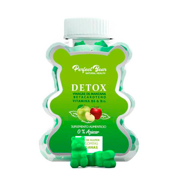 DETOX VIN DE MANZANA-BETACAROTENO VIT B6-B12 0% AZUCAR GLUTEN FREE 60 GOMITAS VEGANAS