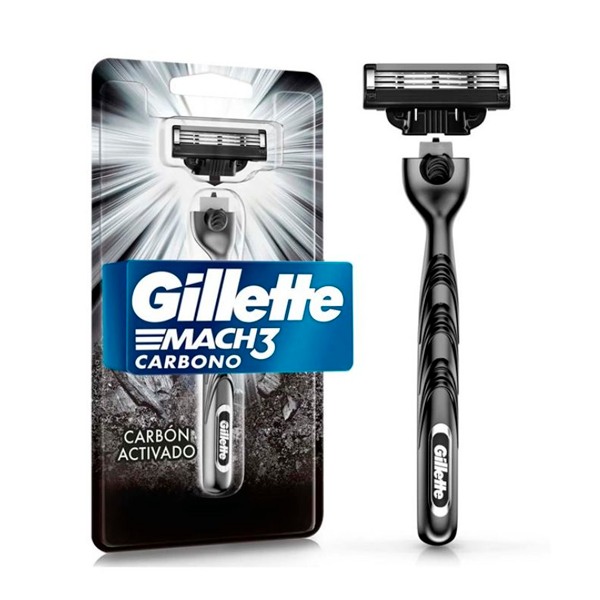 MAQUINA RECARGABLE GILLETTE MACH3 CARBON + 1 CARTUCHO
