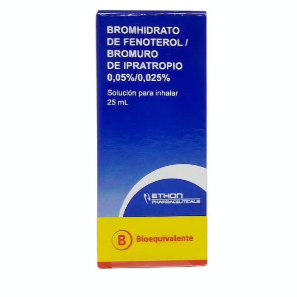 BROMHIDRATO DE FENOTEROL 0.05% + BROMURO DE IPRATROPIO 0.025% SOLUCION PARA INHALACION FRASCO 20 ML