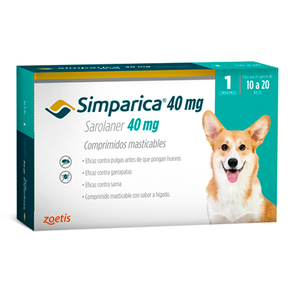 VET SIMPARICA  40MG  X 1 COMP (10KG A 20 KG)