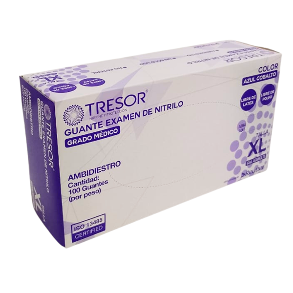 GUANTE EXAMEN NITRILO AZUL COBALTO XL TRESOR