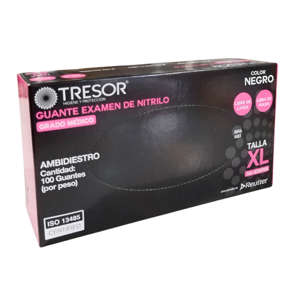 GUANTES EXAMEN DE NITRILLO NEGRO  TALLA XL