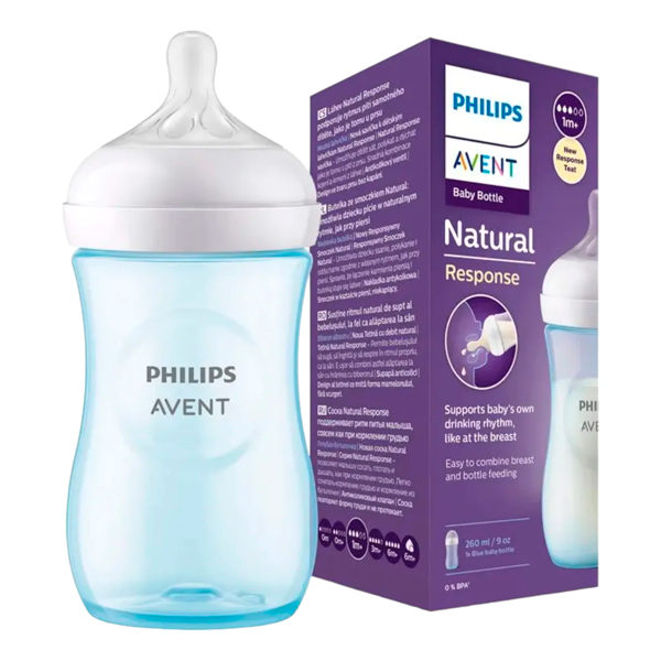 AVENT(SCY903/21)MAMADERA NATURAL RESPONSE 260ML AZUL